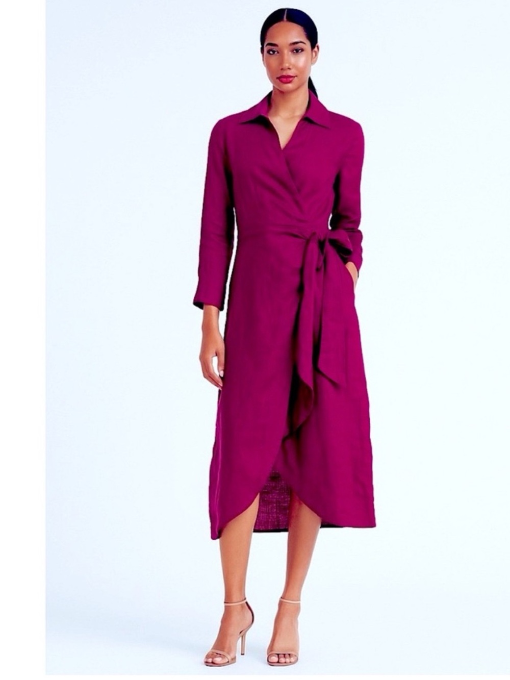Magaschoni Fuchsia Wrap Midi Dress